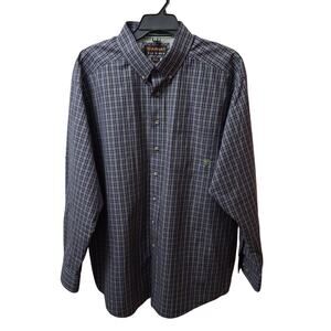 Ariat Pro Series Men's Plaid Long Sleeve Green Button-down Shirt UV Coverage-XXL